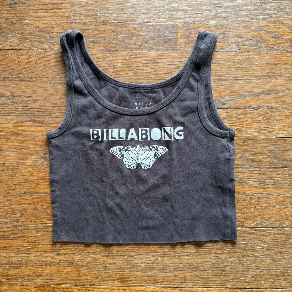Billabong Black Tank Top with White Logo Print